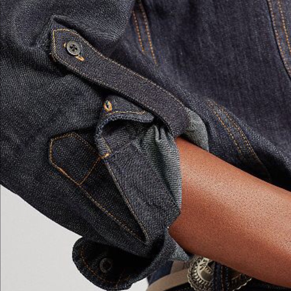 Lauren Ralph Lauren dark blue Denim long sleeve roll up shirt Size MEDIUM - Picture 5 of 8